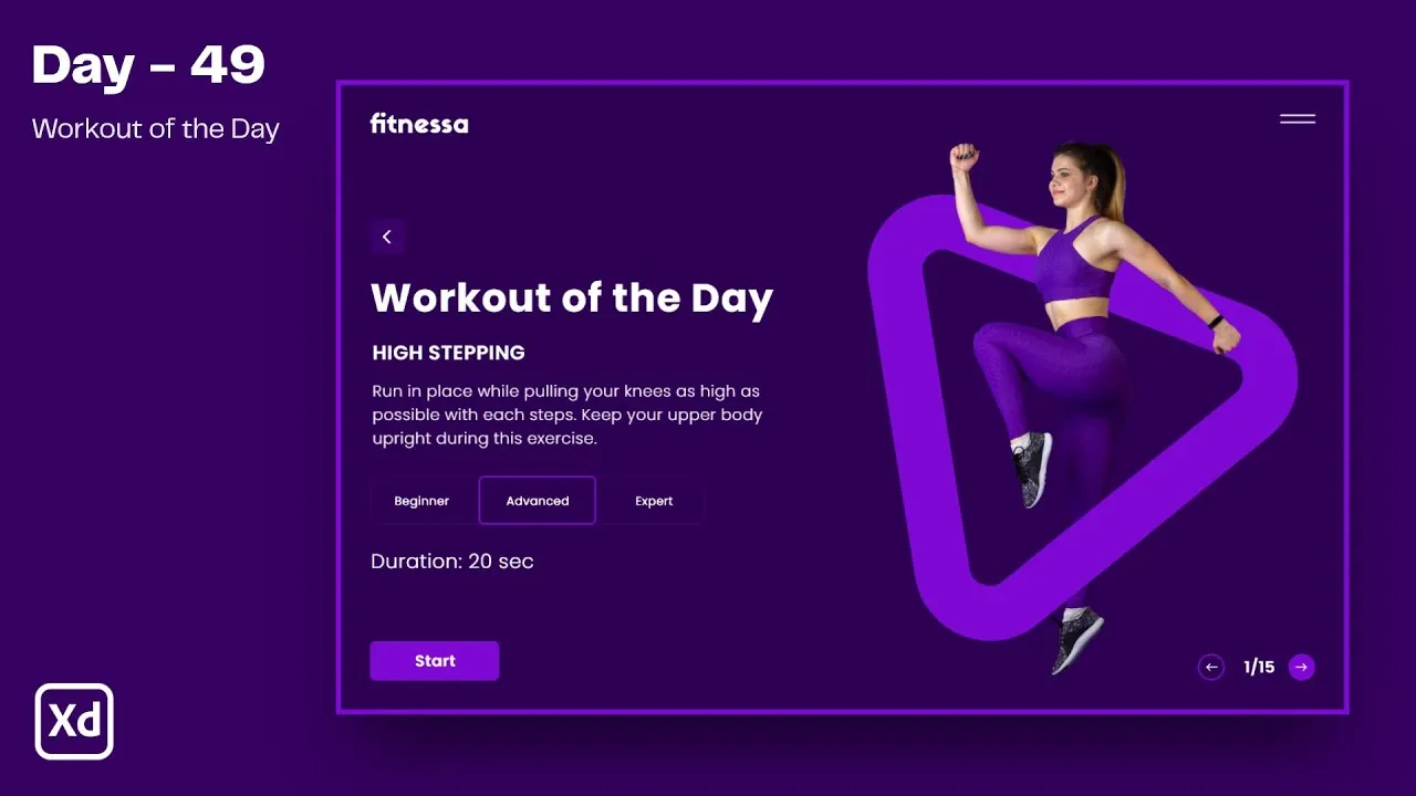 How to Design Workout Of The Day Landing Page using Adobe XD