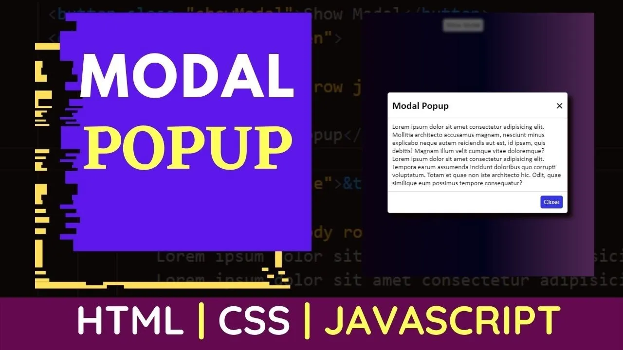 Modal Popup using HTML CSS JavaScript | Modal Popup Tutorial