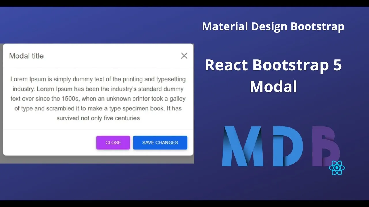 Modal Component in React Material Design Bootstrap 5