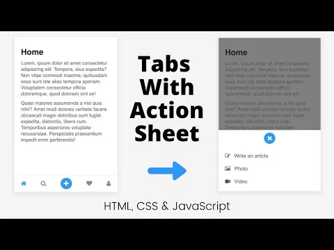 How to Create Tabs with Action Sheet using HTML, CSS & JavaScript
