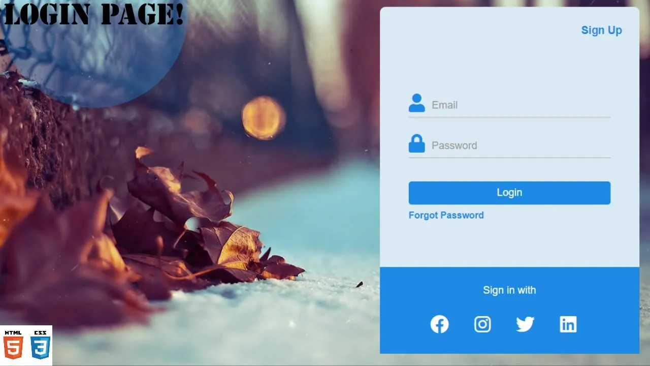 Simple Login Page Using HTML And CSS 