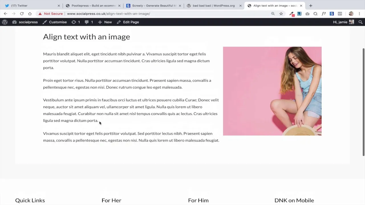 Simple Way to Align Images and Text using WordPress