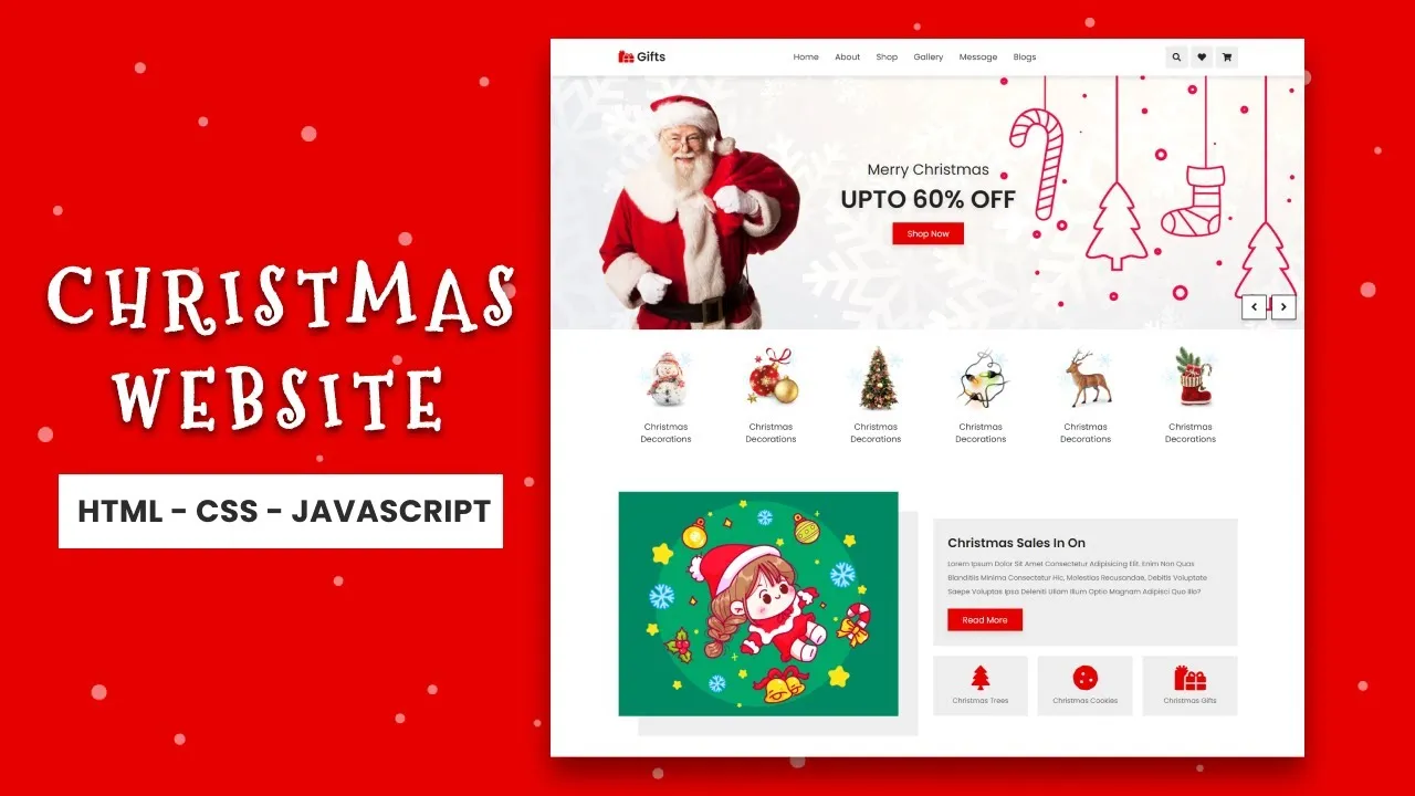 Create A Responsive Christmas Website Design with HTML CSS / SASS & JS