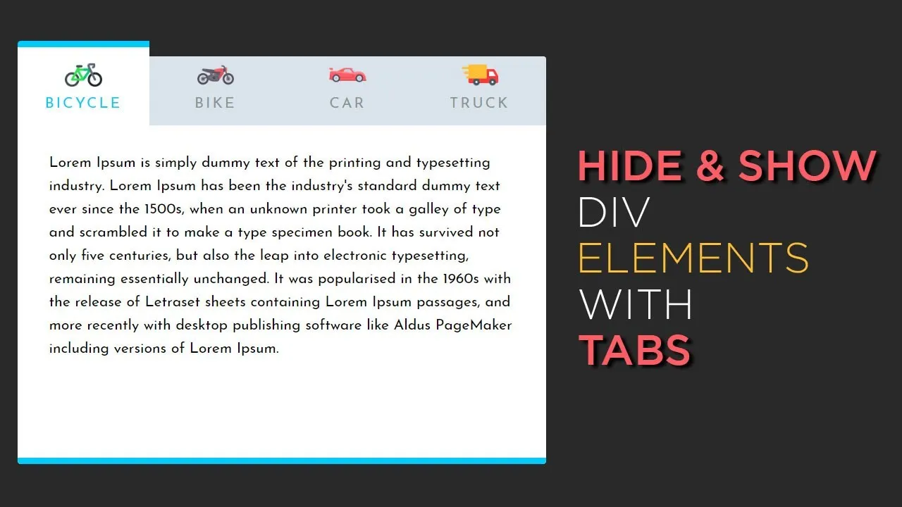 How to Create The Hide and Show Elements using HTML CSS and Jquery