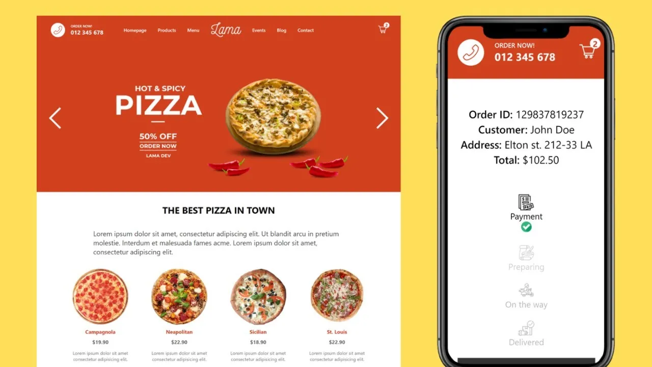 Food Ordering App UI Design Using React Next.js | Responsive Restaurant Website