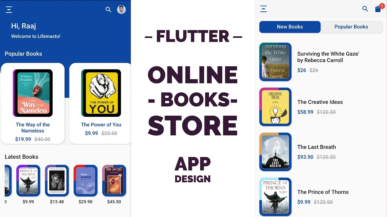 Home Screen - Complete Online Books Store App Flutter UI - Ep 1 - Speed Code