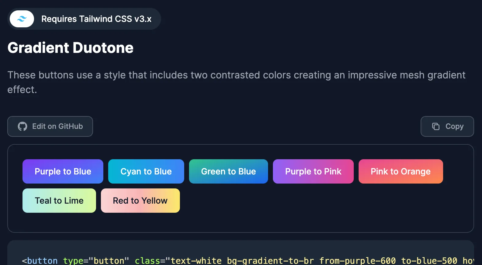 Check out these gradient buttons built with Tailwind CSS
