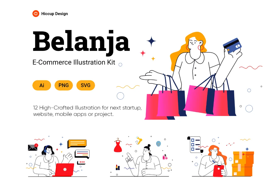 Customizable E-commerce Illustration from Draftik