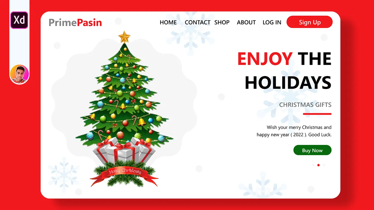 Christmas Gifts Store Simple Landing Page Design In Adobe XD