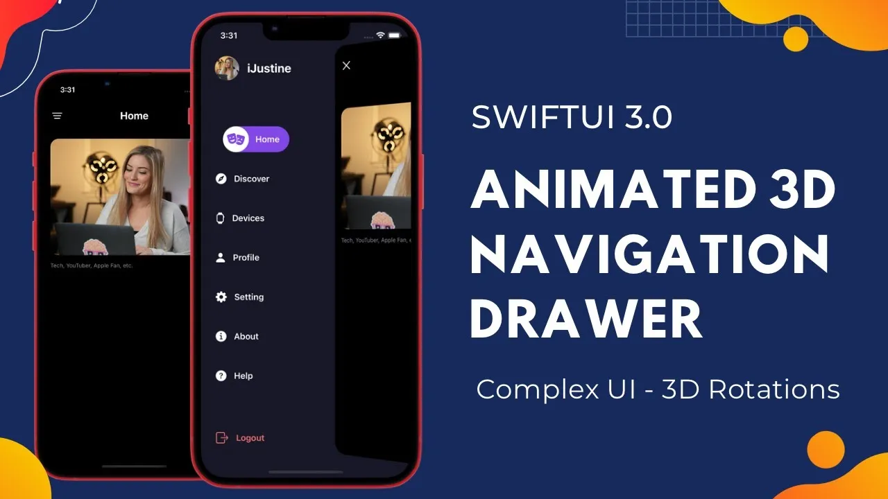 How to Create Stylish animated 3D Navigation Drawer using SwiftUI 3.0