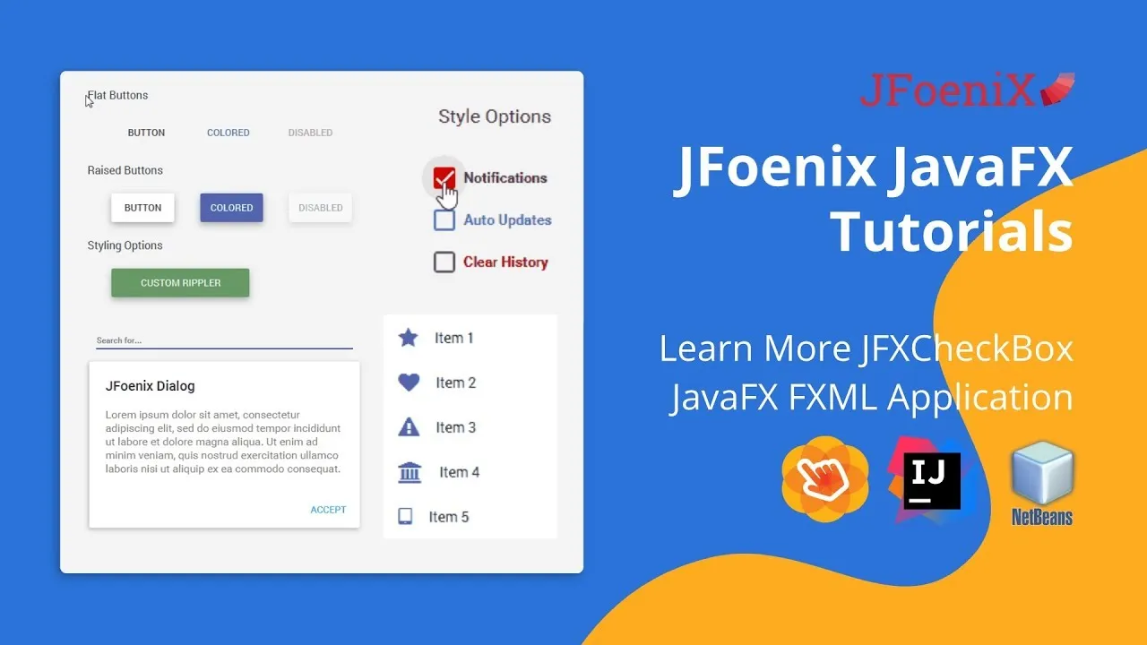 Learn More JFXCheckBox Google Material Design JavaFX Application