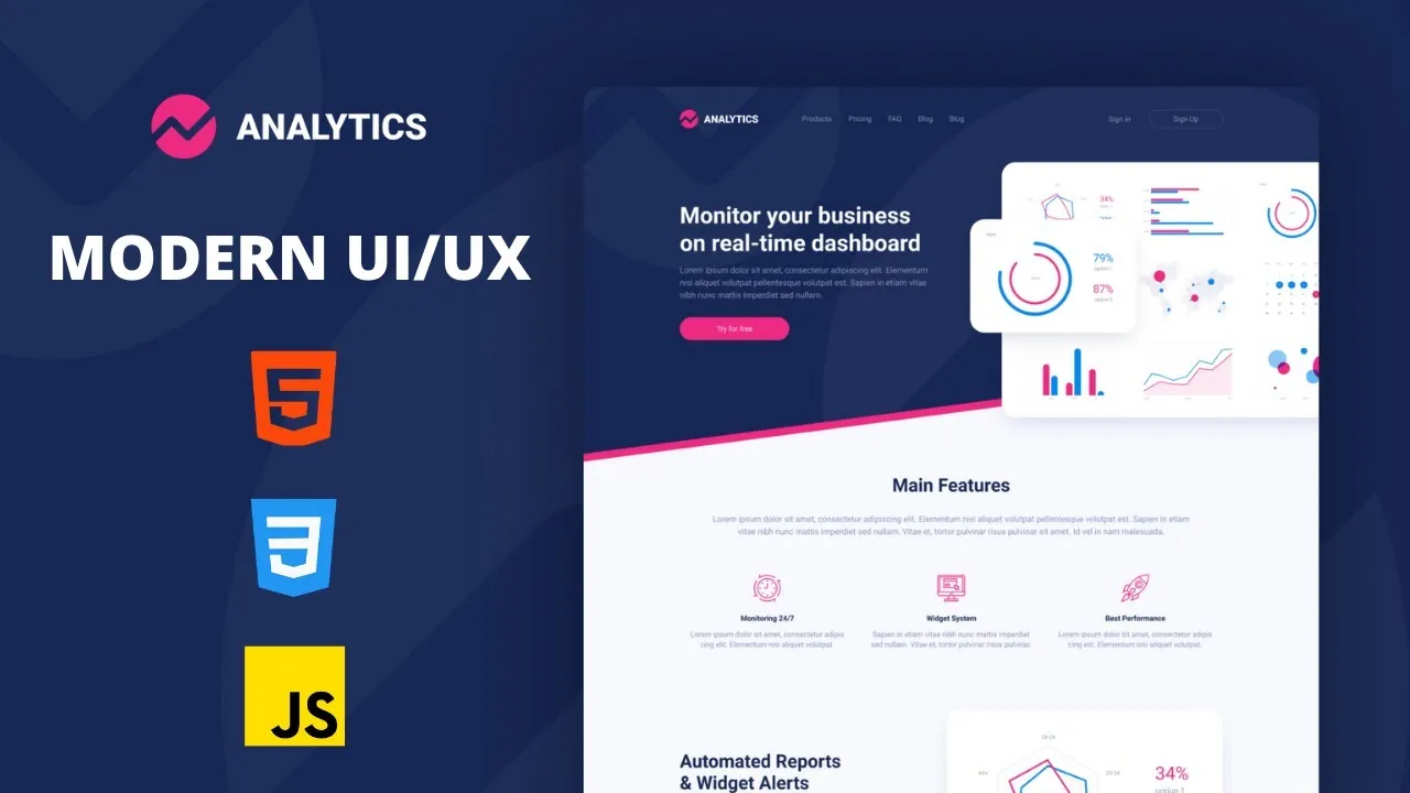 Build a Responsive Analytics Landing Page with Animations using HTML, CSS & JS