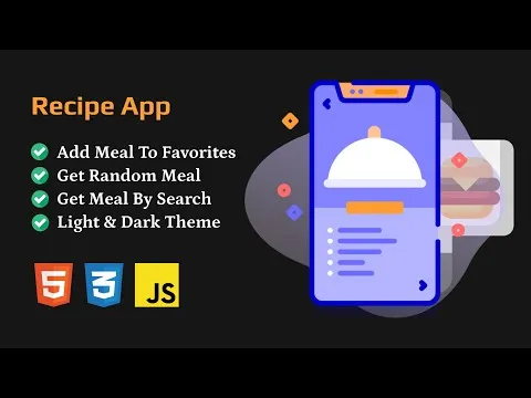 HTML CSS JavaScript Project | Build Recipe App With HTML CSS JavaScript | Project For Beginners