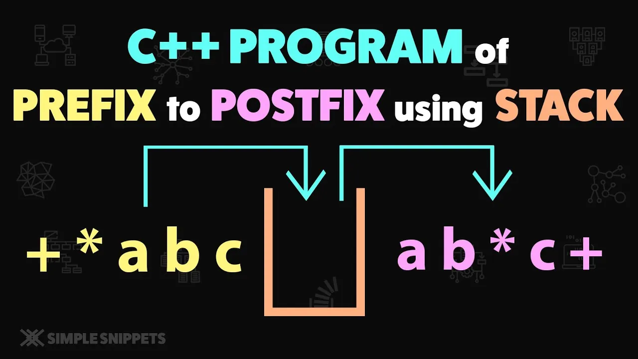 How to Convert Prefix to Postfix Expression using STACK in C++