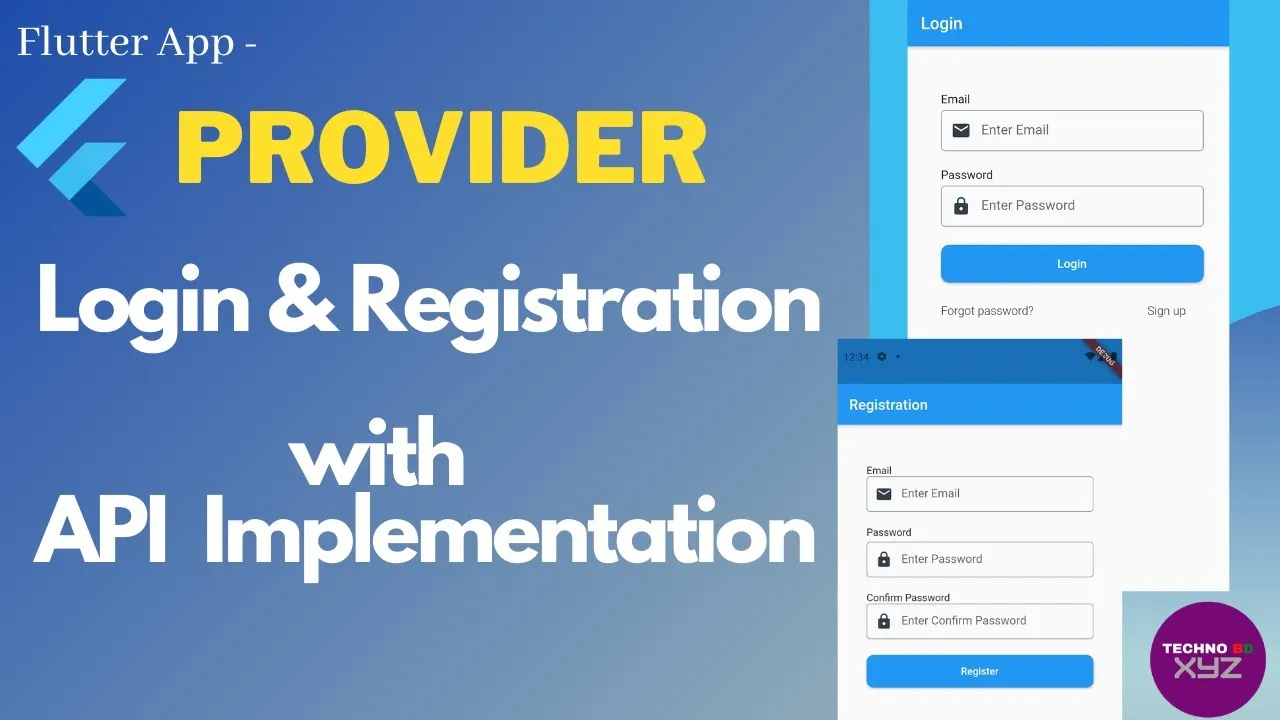 Flutter, Login and Registration using Provider with API Implementation in Flutter Application