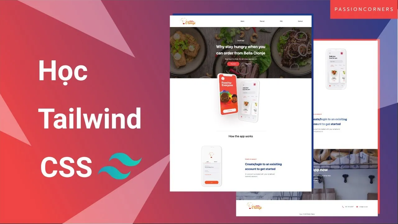 Học Tailwind CSS - Xây dựng một trang Landing Page App Order đồ ăn