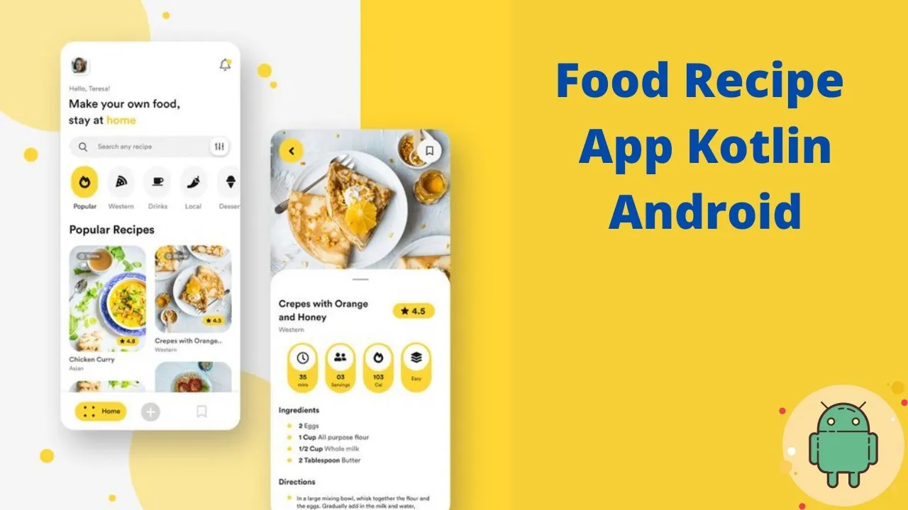 Build Food Recipe App Kotlin | Home Screen Recipes | Android Studio