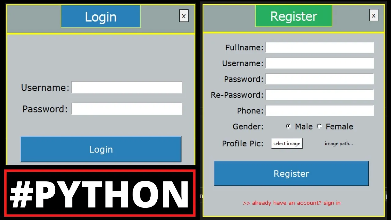 How to Design a Login and Register Using Tkinter With MySQL Database | Full Python Project