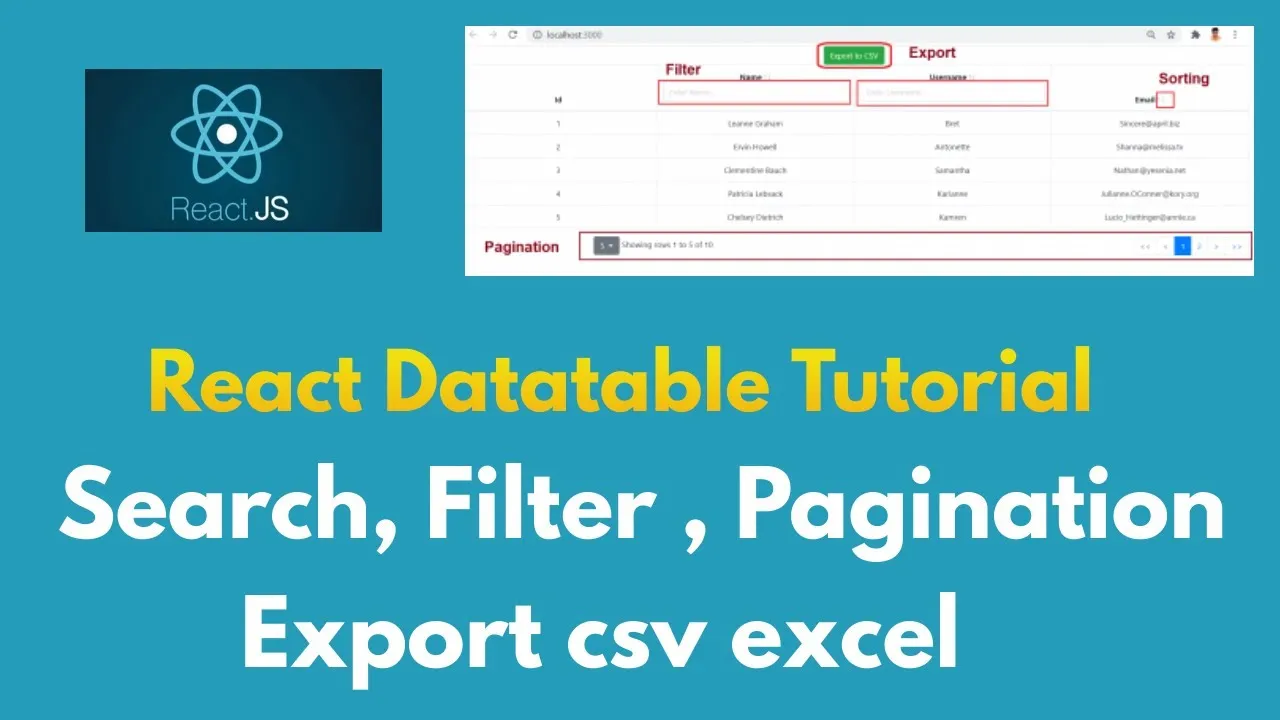 How To Implement Search, Filter, Pagination And Export Data In React Data  Table