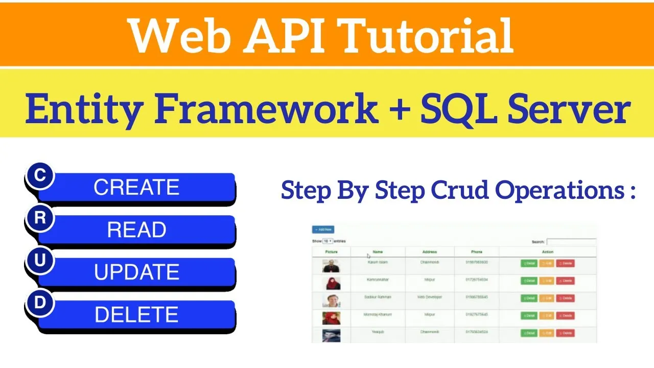 Web API Tutorial | Web API Crud Operations with Entity Framework & SQL Server