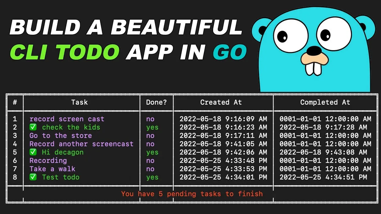 Build A Beautiful CLI Todo App in Golang | Golang Tutorial