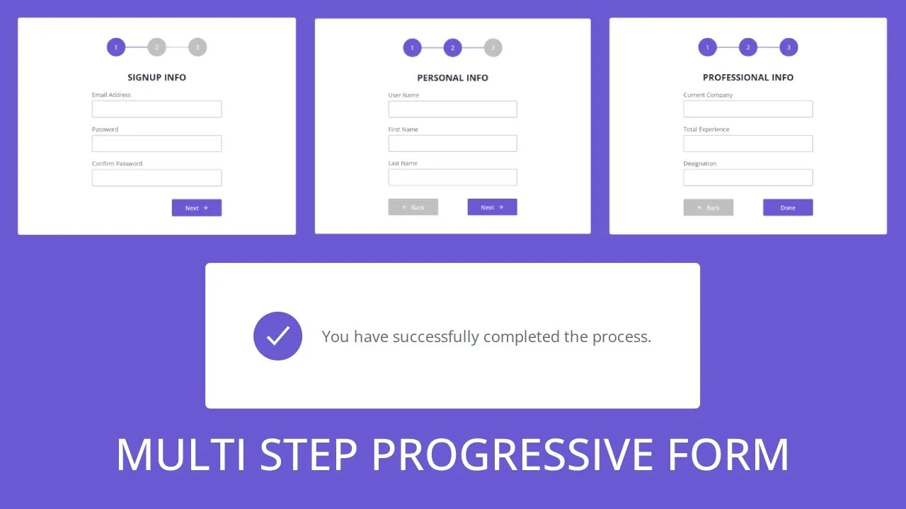 How to create the Multi Step Progressive Form Using HTML CSS and Javascript