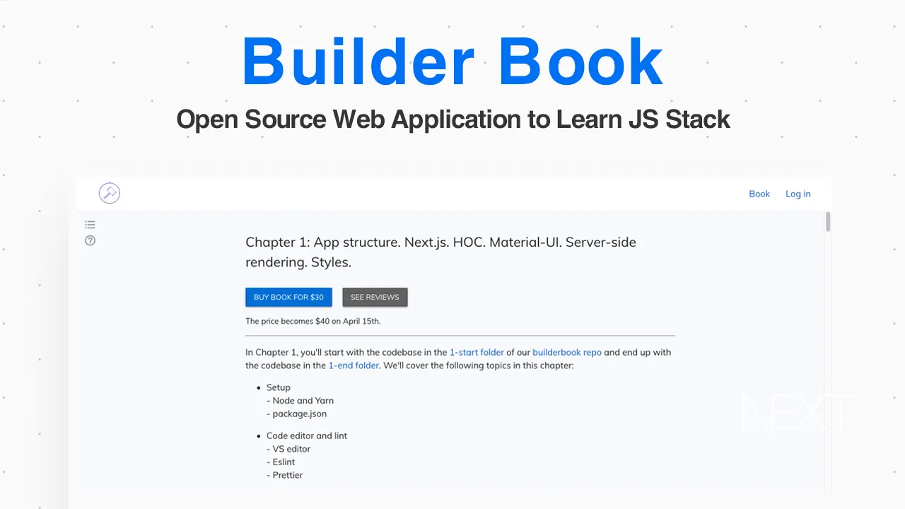 Builder Book: Open Source Web Application to Learn JS Stack