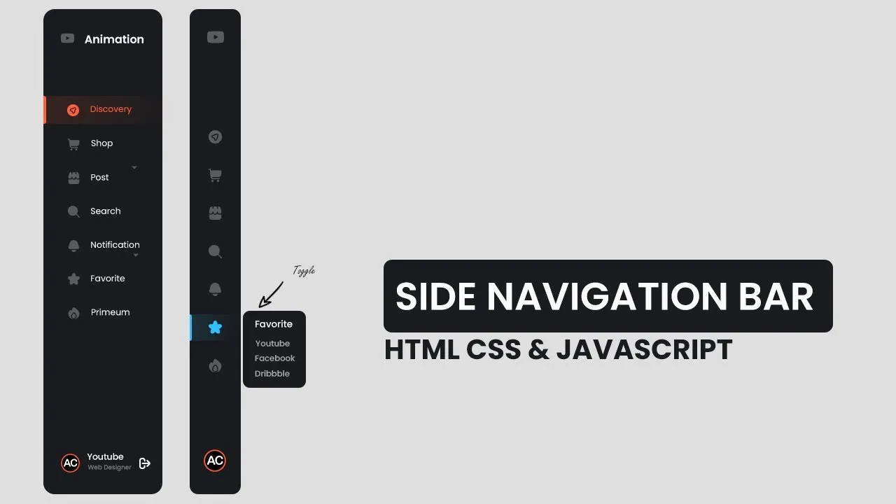 Responsive Side Navigation Bar in HTML CSS And JavaScript | Dashboard  Sidebar Menu | Side Navigation