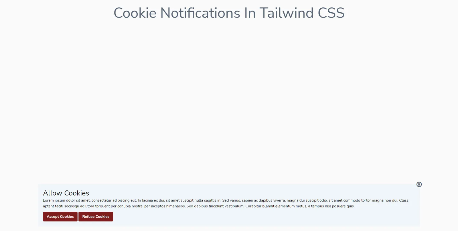Cookies Notifications In Tailwind CSS