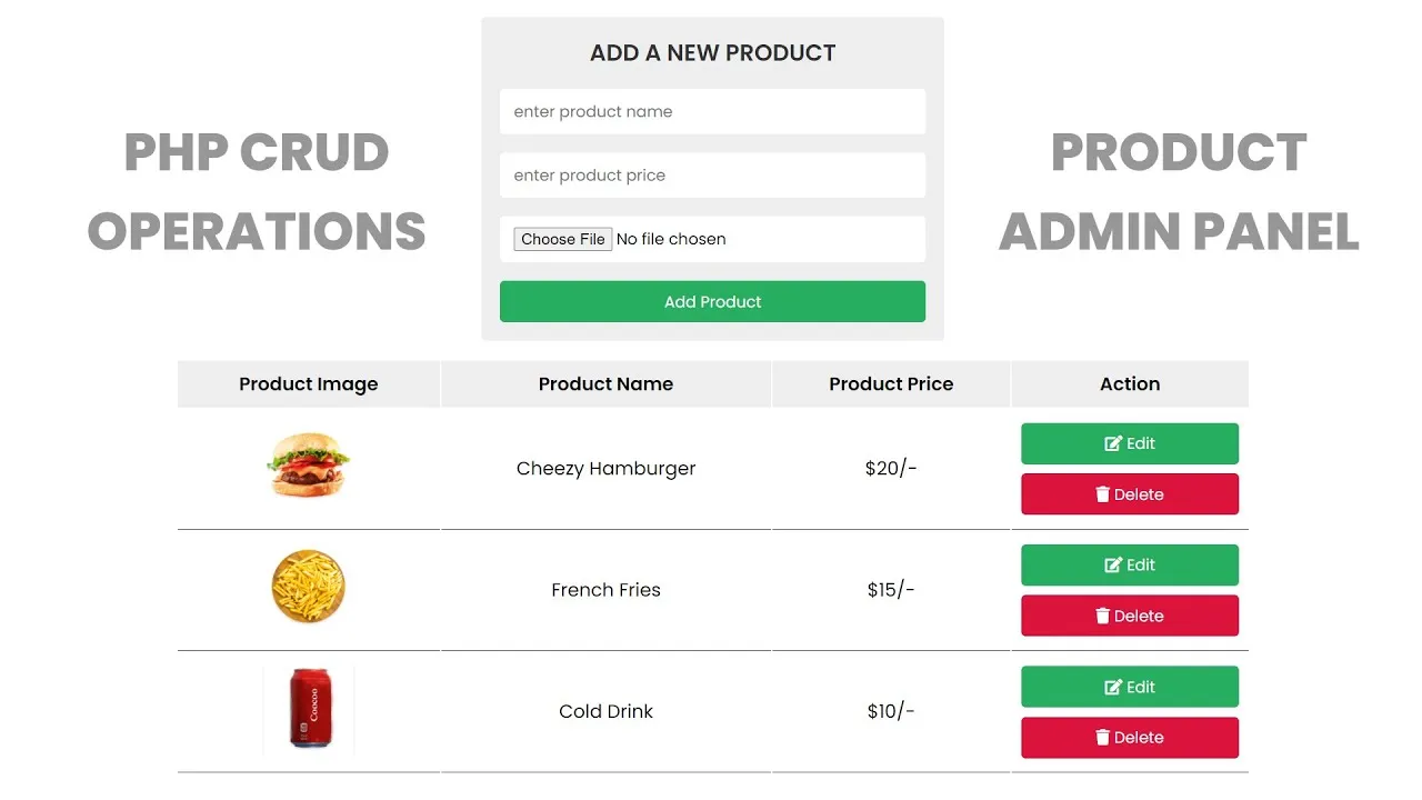 Responsive E-Commerce Product Admin Panel Using HTML, CSS, PHP & MySQL