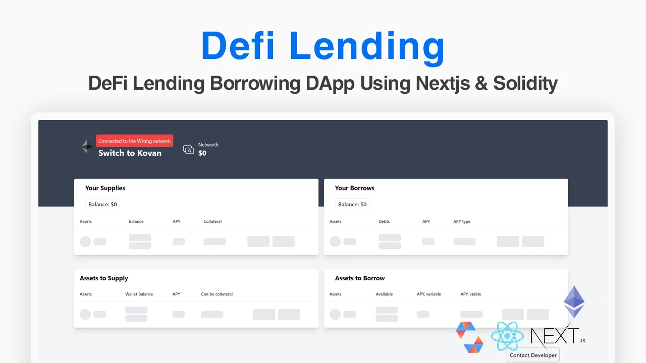Build DeFi Lending Borrowing DApp Using Nextjs & Solidity