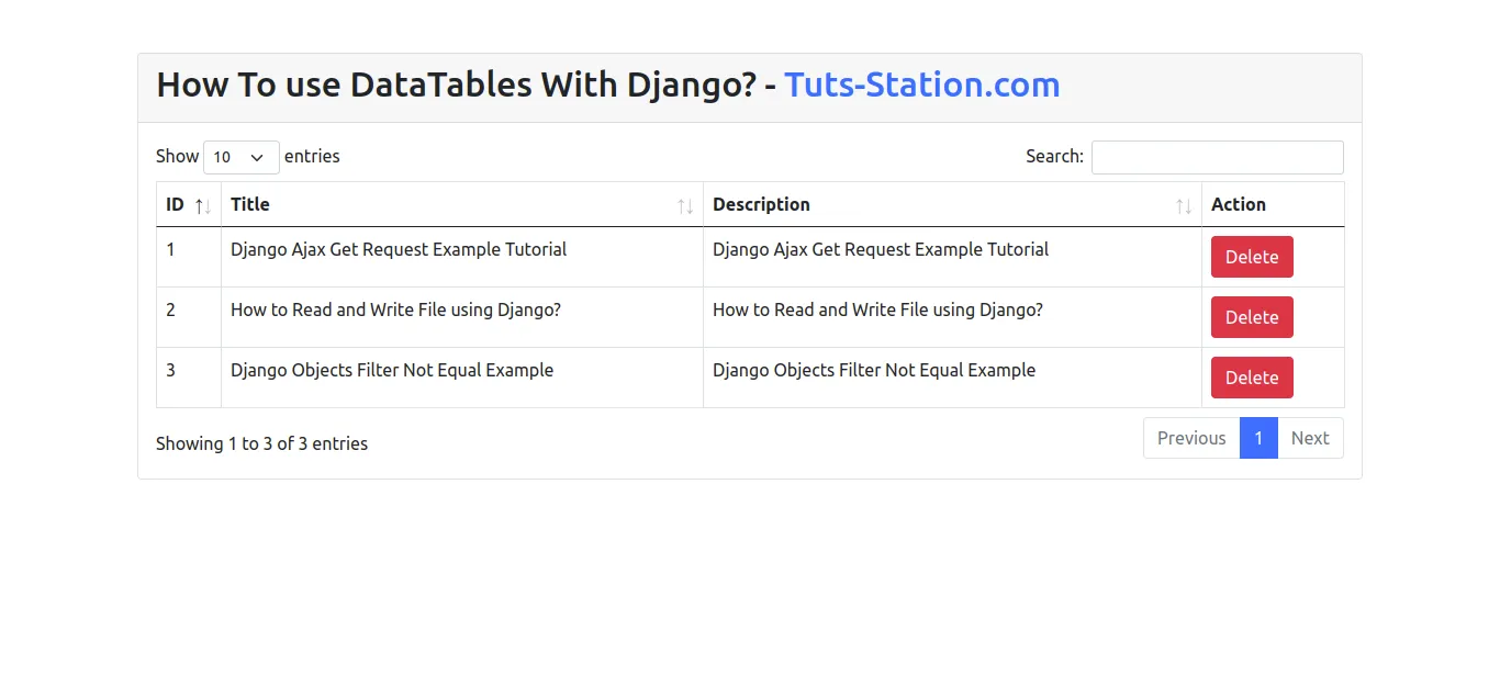 How to use Datatables in Django? - Tuts-Station.com
