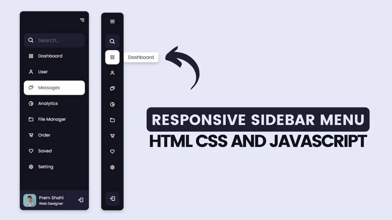 Sidebar Menu & Navigation Menu Bar with HTML, CSS & JavaScript