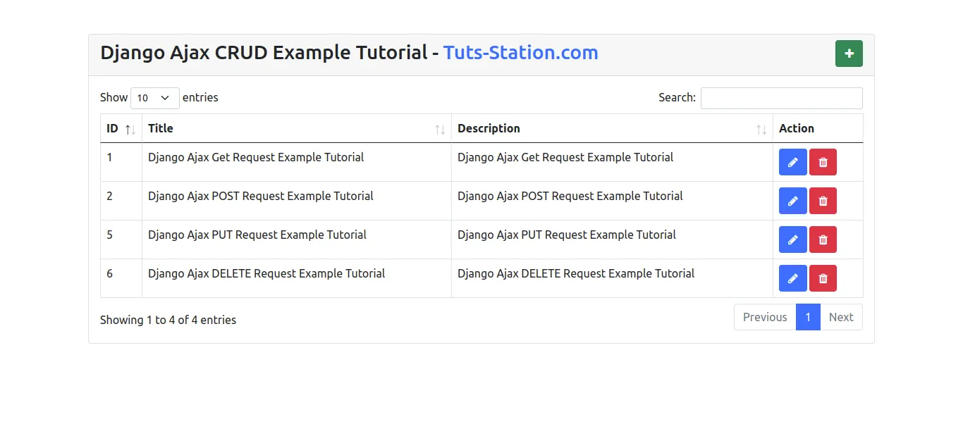 Django Ajax CRUD Example Tutorial - Tuts-Station.com