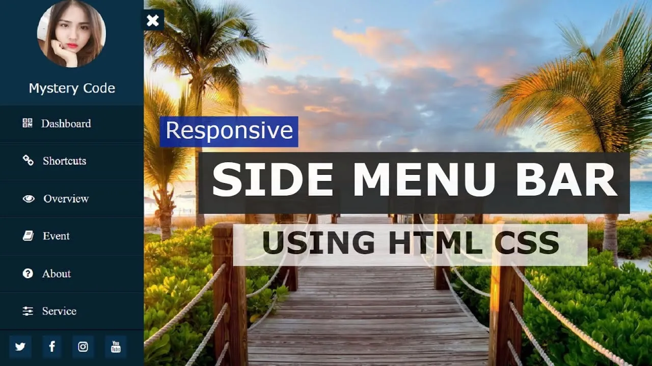 Side Navigation Menu Bar with HTML & CSS