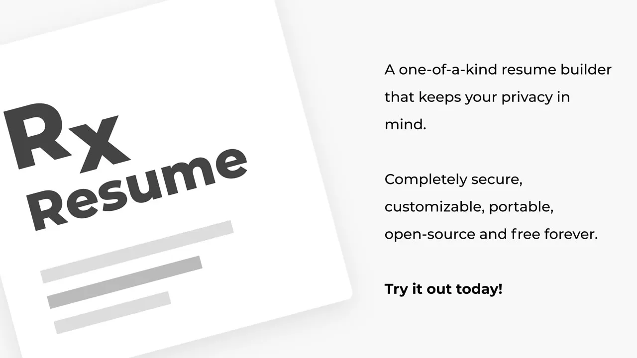 Reactive Resume: A Resume Builder that Keeps Your Privacy in Mind