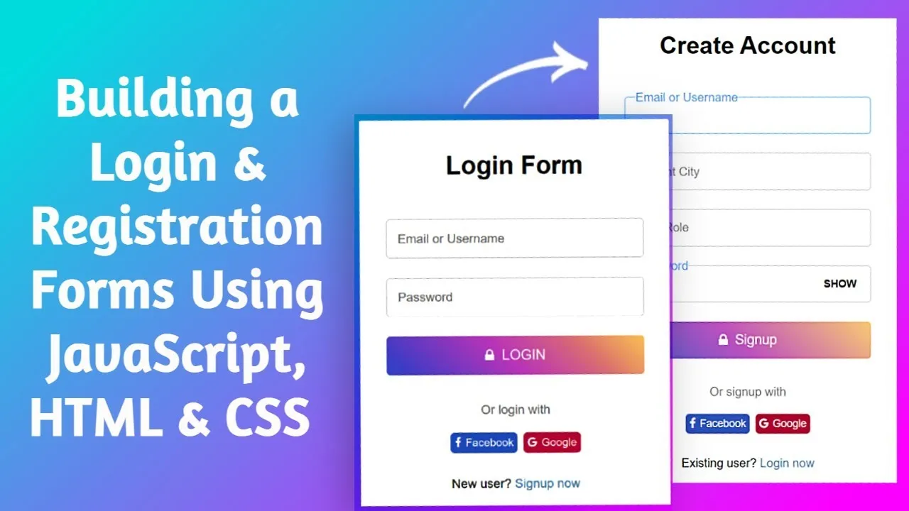 Building a Modern Login and Registration Forms Using HTML, CSS, & JavaScript