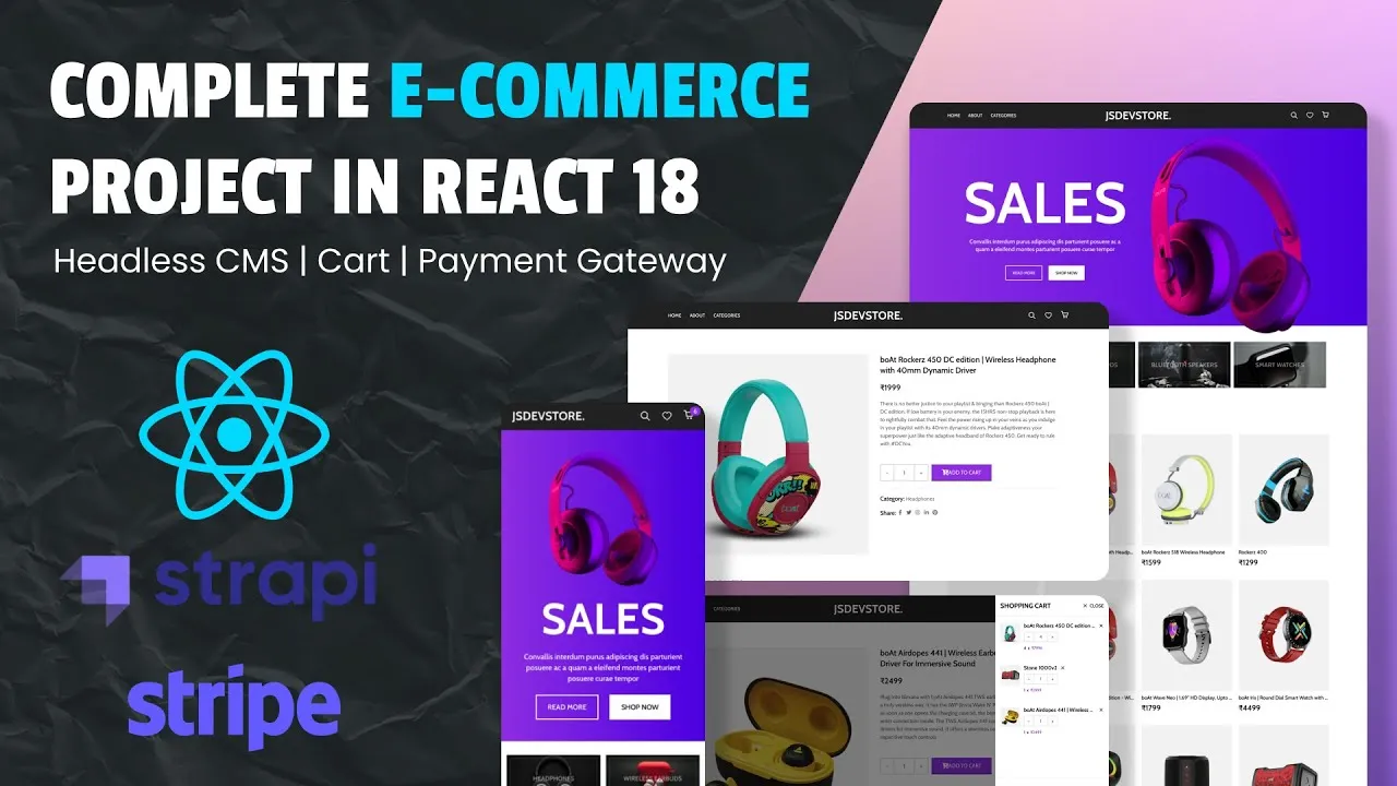 Build a Full Stack E-Commerce Website with React 18, Strapi & Stripe 