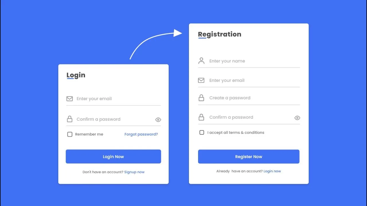 Responsive Login and Registration Form in HTML CSS & JavaScript