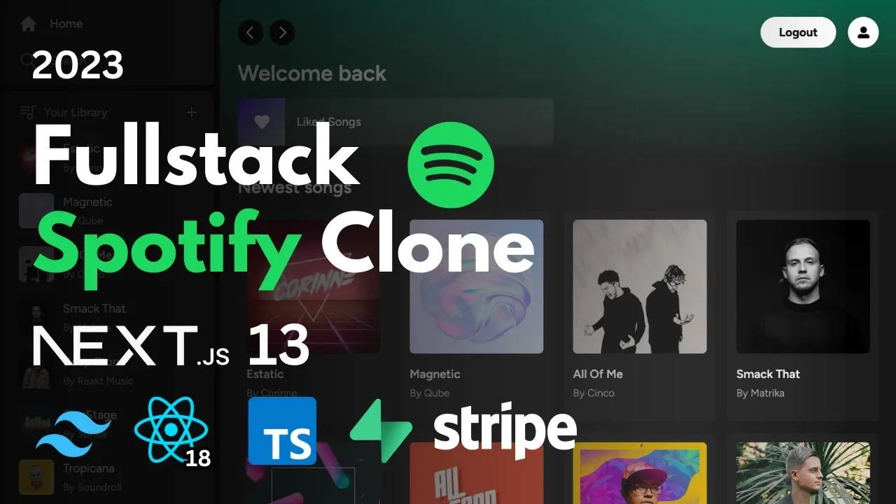 Build a Full Stack Spotify Clone with Next 13.4, React, Tailwind, Supabase, PostgreSQL, and Stripe