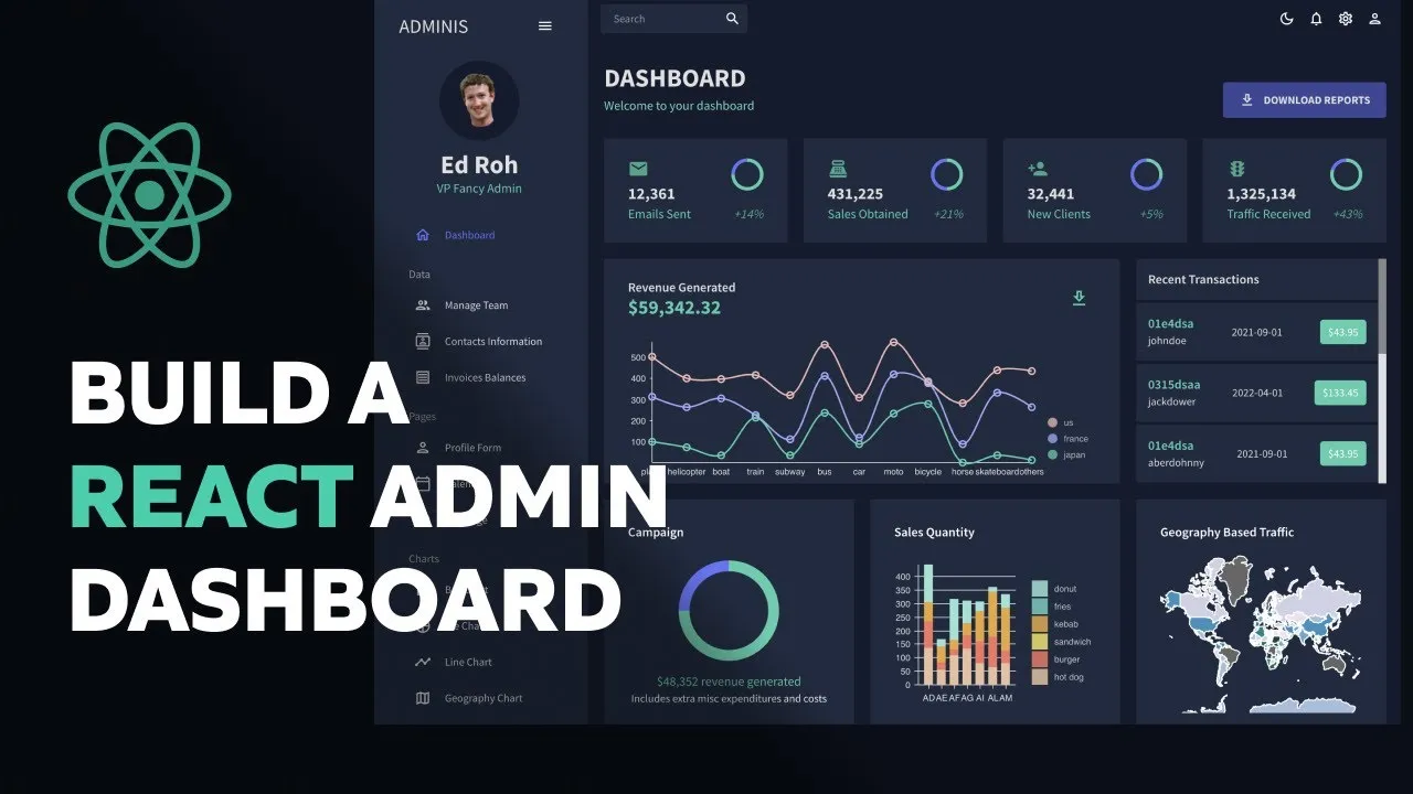 Build a Complete React Admin Dashboard App | React Admin Dashboard Tutorial