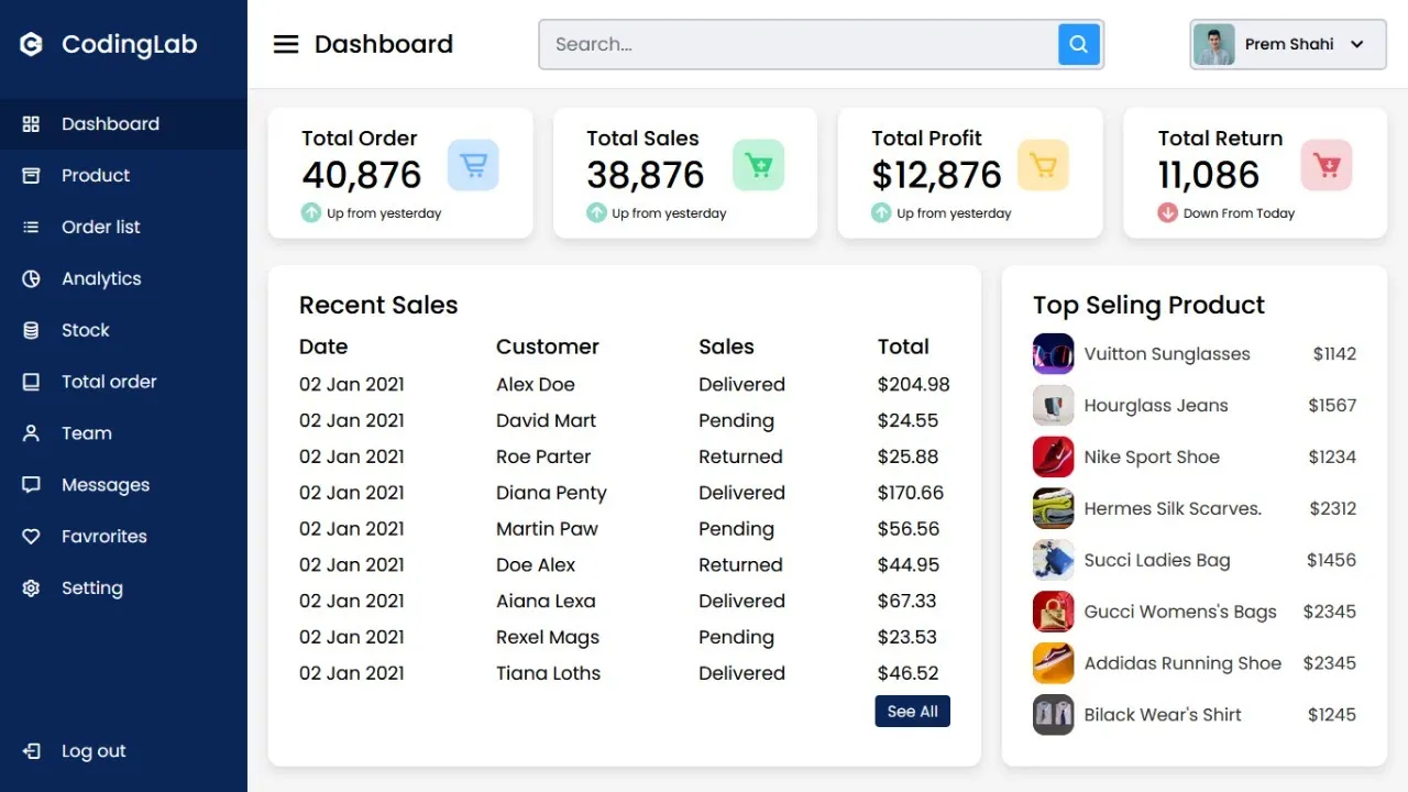 Build a Responsive Admin Dashboard with HTML & CSS