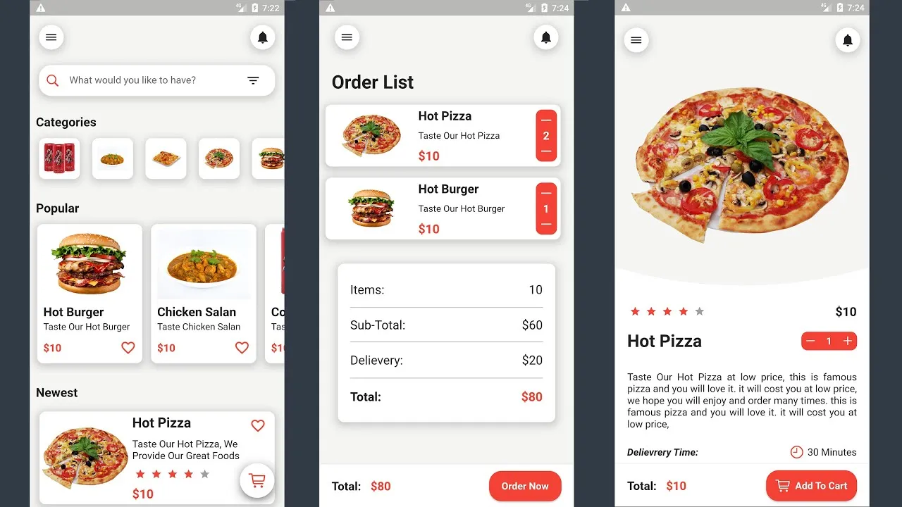 Food Delivery App UI Design in Flutter