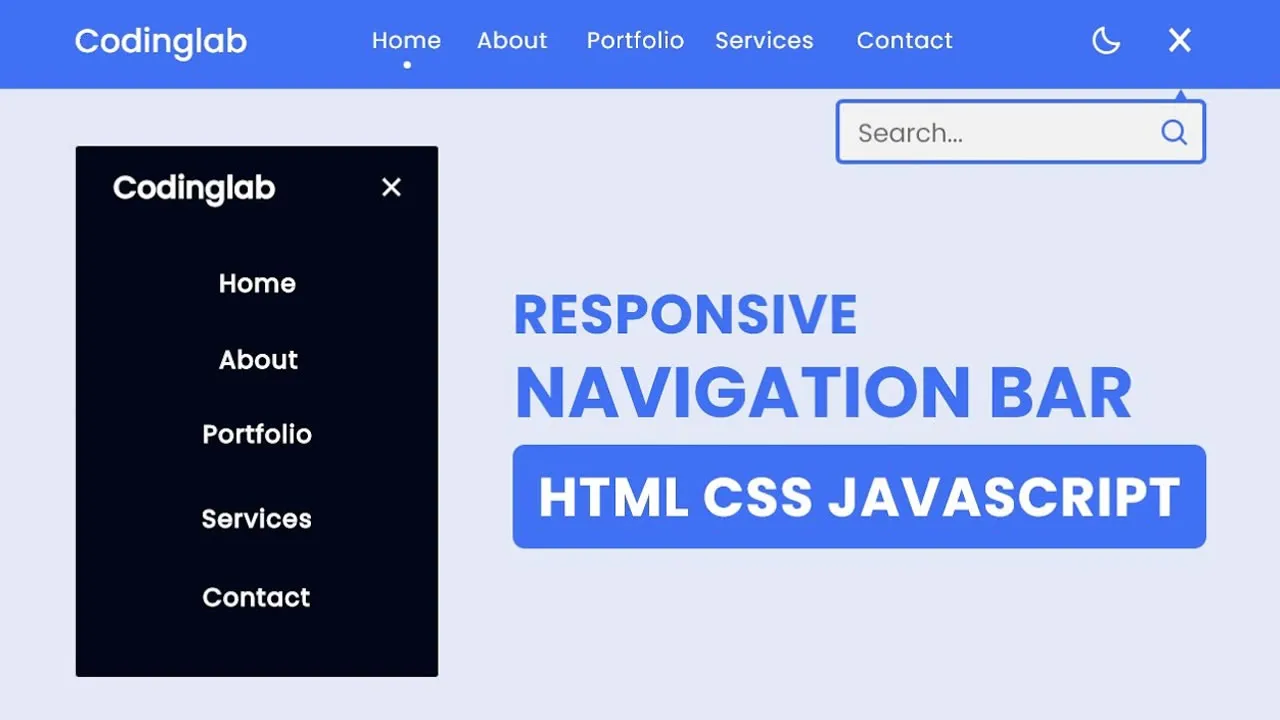 Build a Navigation Bar with HTML, CSS and JavaScript