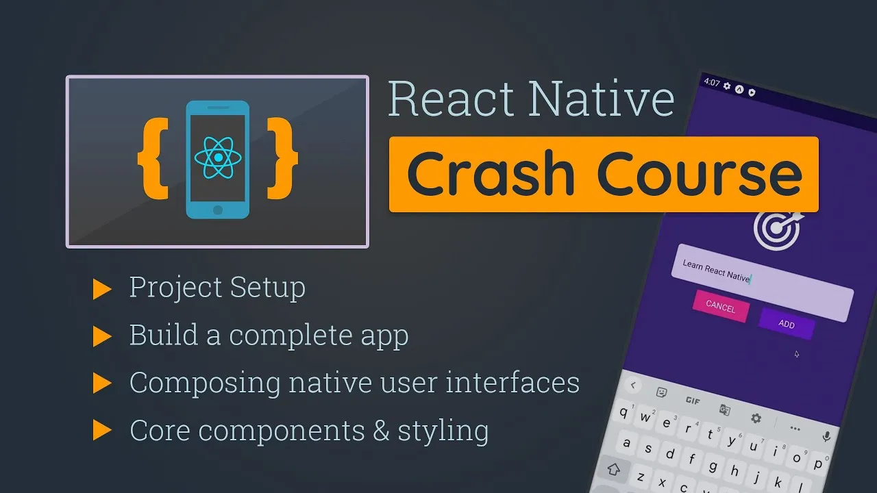 React Native Crash Course | Build a Complete Mobile App with React Native