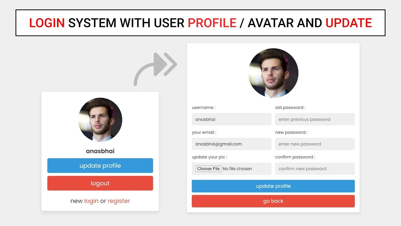 Login & Registration System with User Profile and Avatar Image in PHP, MySQL, HTML, and CSS