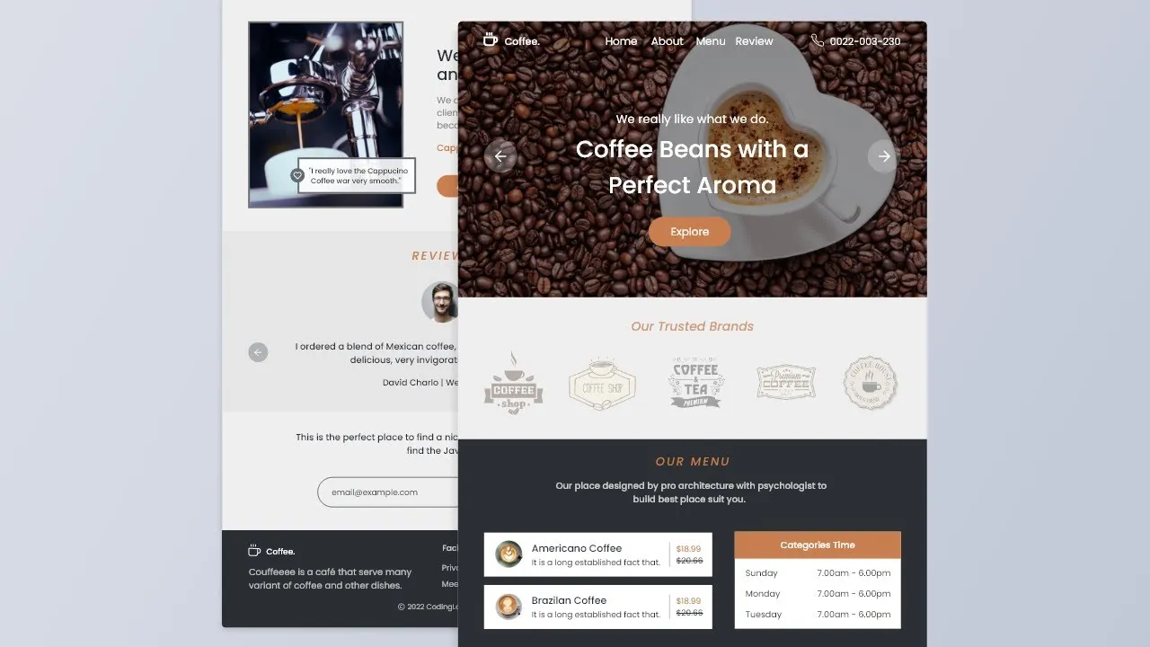 Build A Responsive Coffee Website With HTML CSS & JavaScript