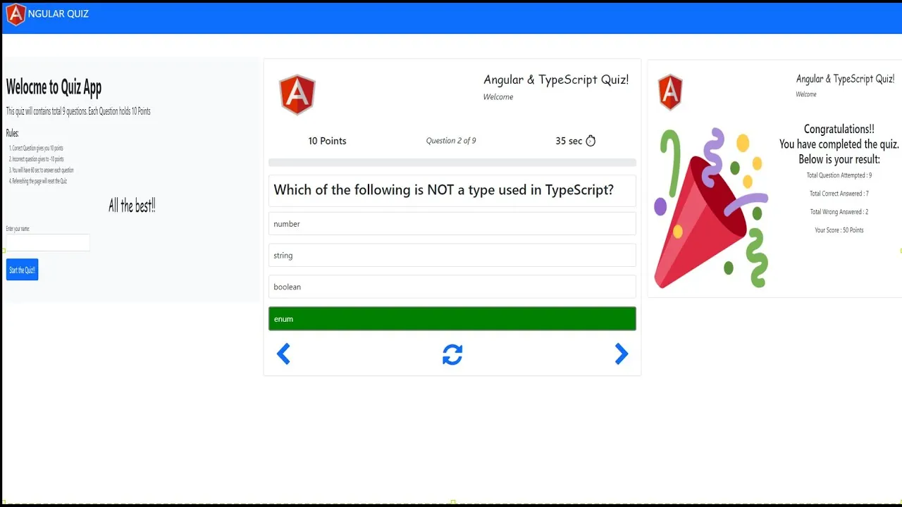Build a Quiz Application with Angular | Angular step-by-step Project