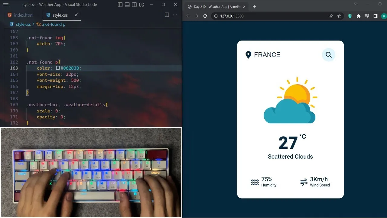 Build a Weather App using HTML, CSS and JavaScript | Free Code