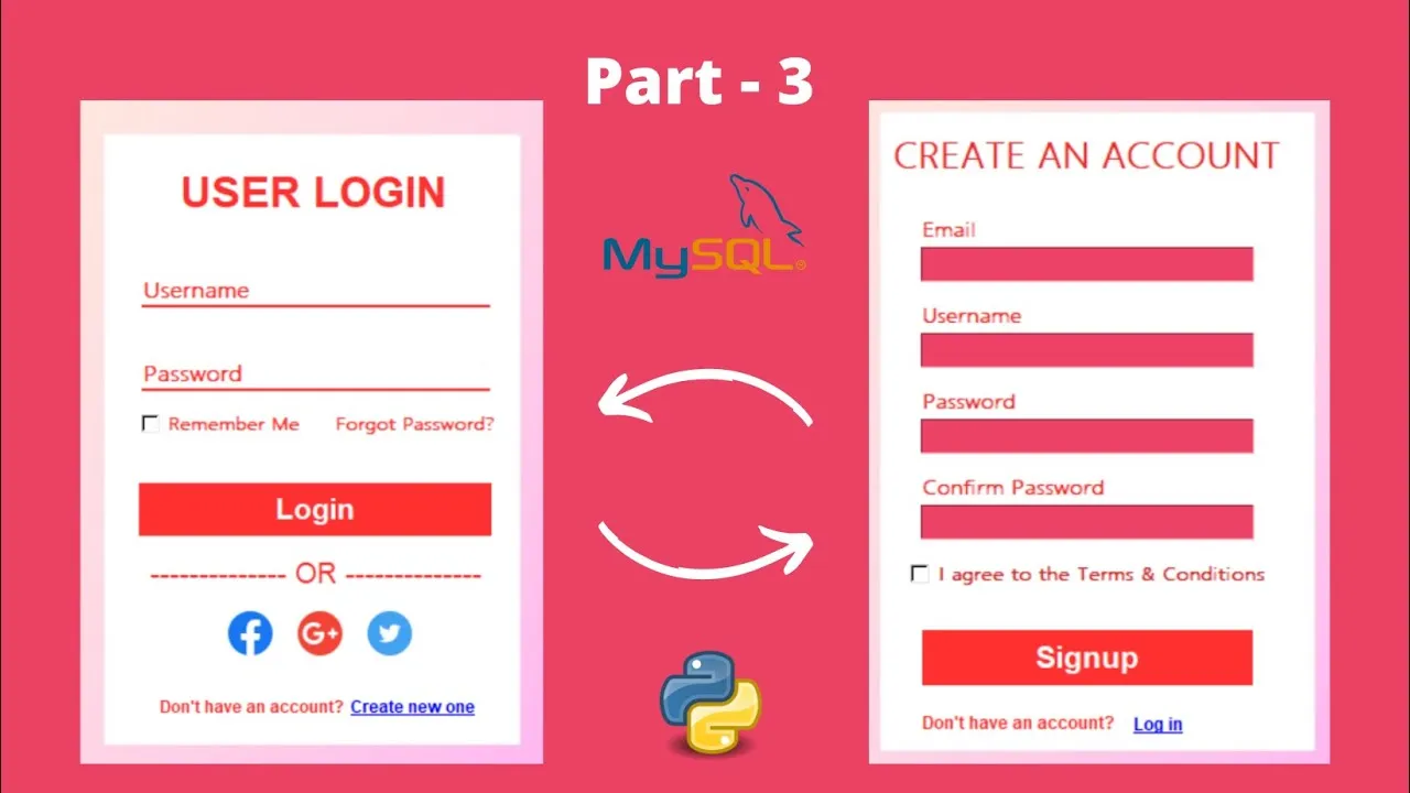 Python Tkinter GUI Project: Linked Login and Signup Pages with MySQL Database